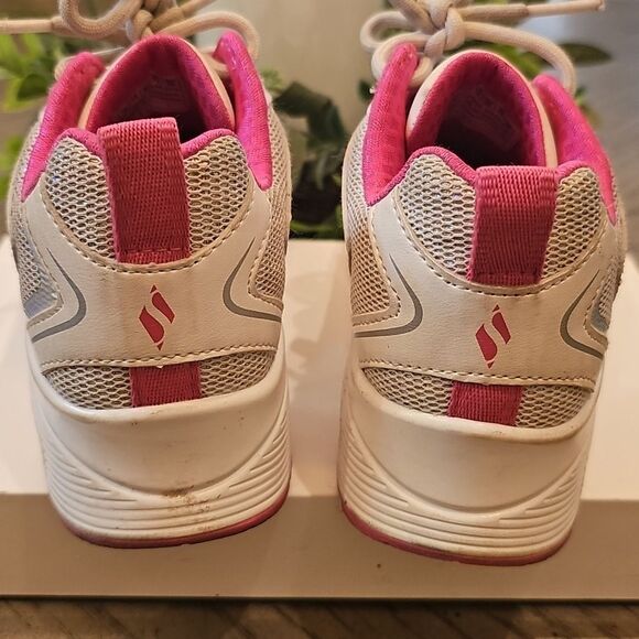 Skechers Pink and White Glitter Sneakers Size 1 - Picture 5 of 9